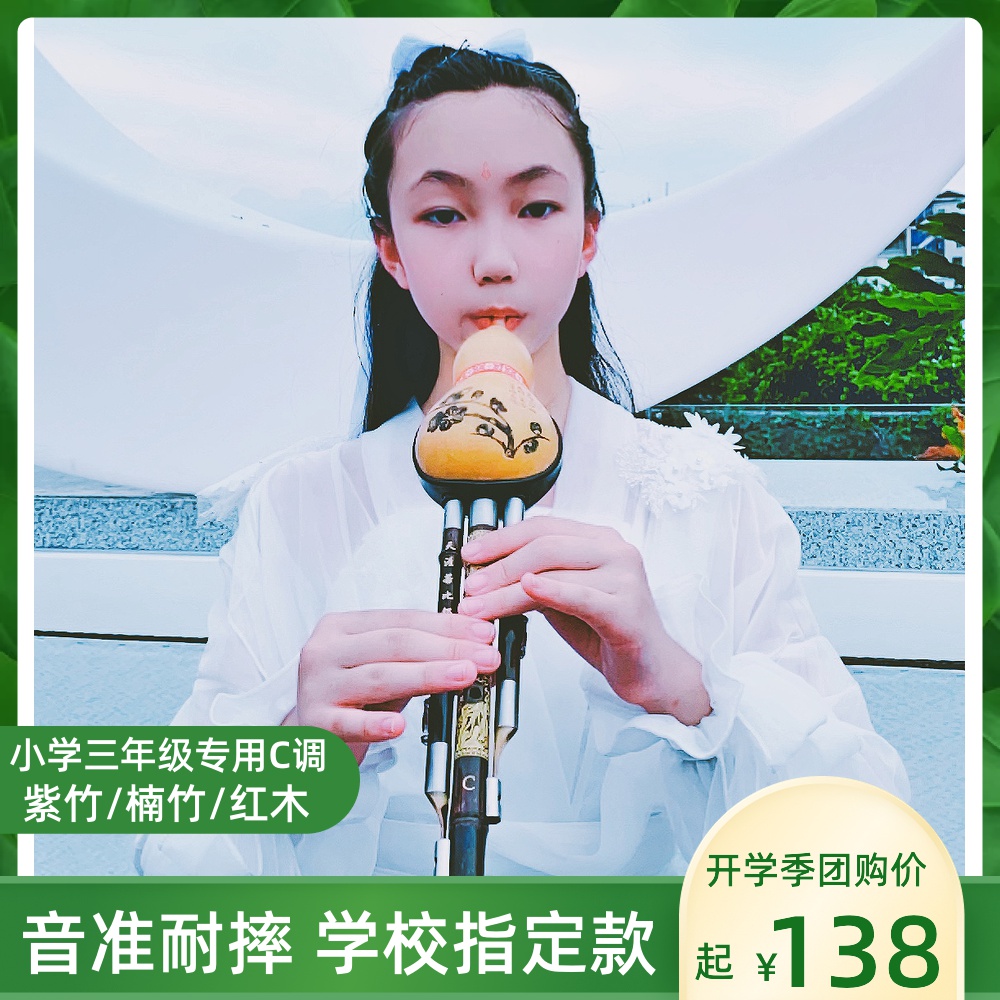 云南紫竹小学生葫芦丝C调三年级初学七孔乐器儿童真黄葫芦梅花扣