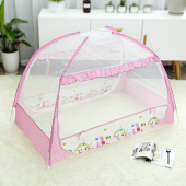 婴儿床蚊帐宝宝防蚊帐罩儿童床帐蒙古包带支架幼儿园有底防摔纹帐