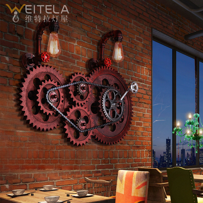 复古怀旧工业壁灯创意个性loft齿轮餐厅过道酒吧咖啡厅水管壁灯