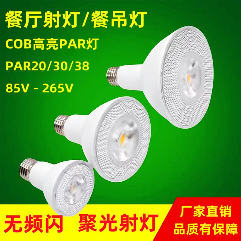 LED 帕灯PAR20 PAR30 PAR38调光18W灯泡E27聚光射灯灯杯可用110V
