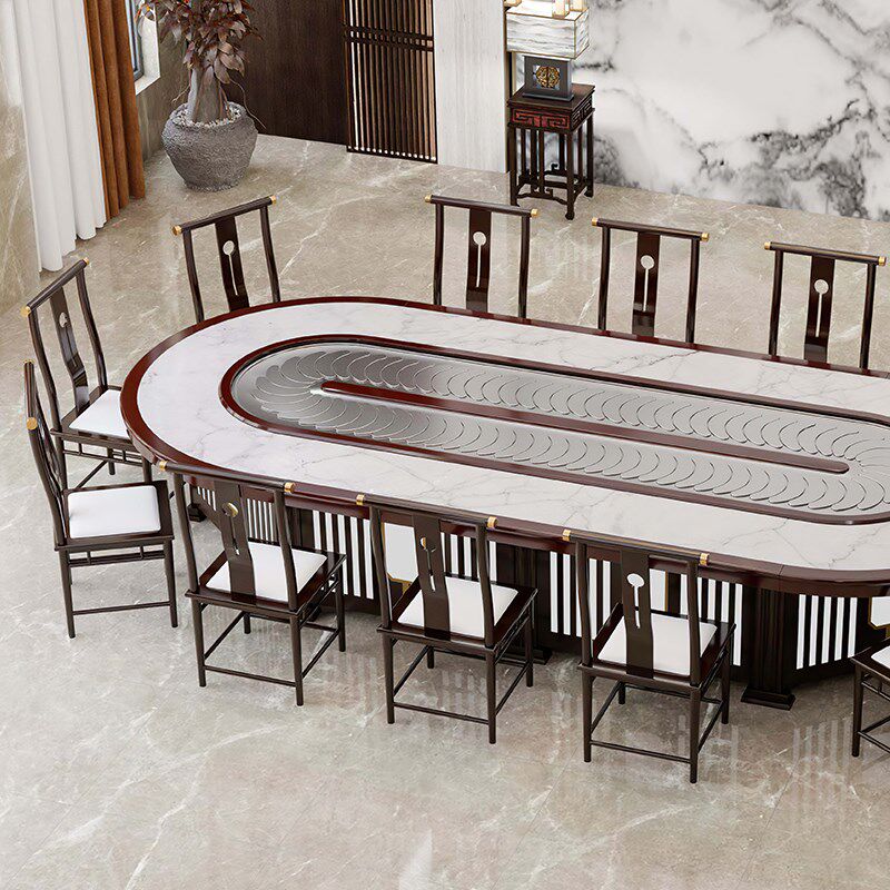 椭圆形电动餐桌酒店新中式餐厅传送带回转火锅桌长方形自动旋转桌,商业/办公家具,酒店桌椅,淘宝优惠券,粉丝福利购,淘宝优惠卷