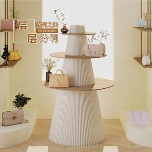 圆柱展示台多层展台摆台可折叠货品陈列架橱窗流水台展示架展示柜