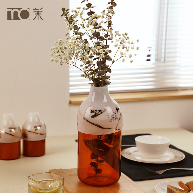 简约现代欧式创意玻璃花瓶透明水养插花桌面摆件