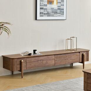 北欧全实木电视边柜组合小户型北美黑胡桃木客厅简约落地柜极简