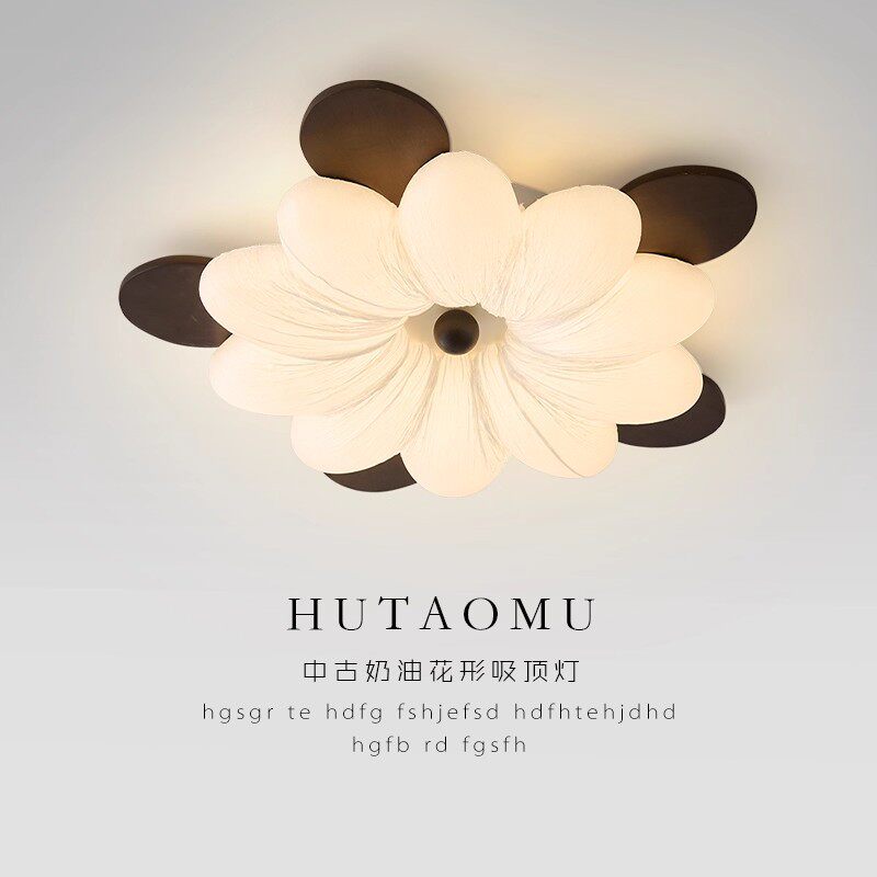 法式中古主卧室吸顶灯2025新款创意花朵吸顶灯新中式儿童房书房灯