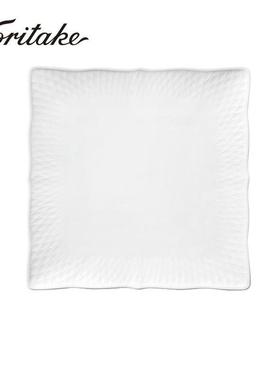 Noritake则武cherblanc浮雕白色方盘家用餐具餐盘创意菜盘西餐盘