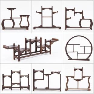 鸡翅木小型博古架摆件实木中式茶杯茶具架子置物架紫砂茶壶展示架