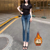 加绒高腰紧身显瘦九分裤 韩女美臀修容丰胯直筒牛仔裤 女2026冬季