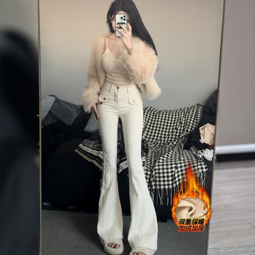 蛮腰纪牛仔裤高腰喇叭裤长裤女