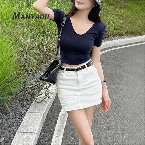 高级韩系白色A字短裙韩系