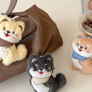 原创新款毛绒小狼狗卡通玩偶挂件可爱柴犬狗狗学生包包公仔挂饰