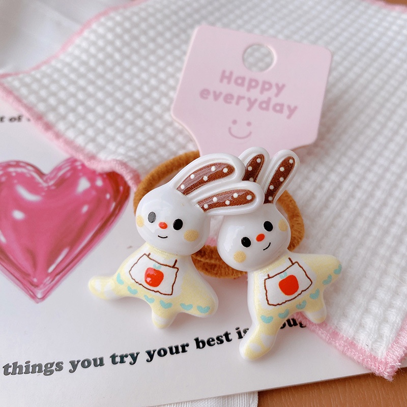 HD12143A025可爱波点小兔子发圈甜美少女儿童扎发橡皮筋头绳发饰