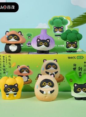 精致盒装树脂猫公仔桌面百茂摆件