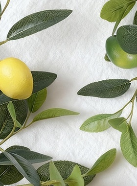 仿真柠檬果枝假绿植清新家居装饰泡沫果子拍照道具插花摆件柠檬枝