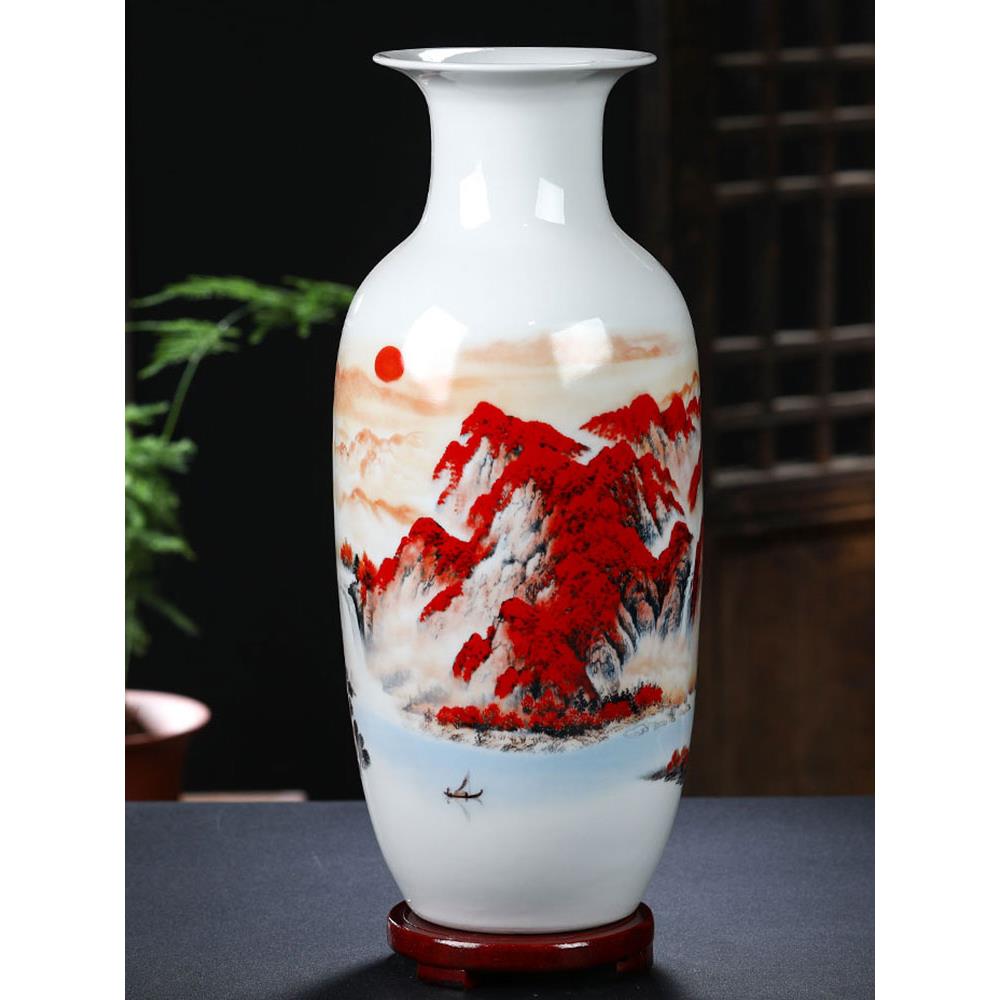陶瓷器花瓶插花景德镇装饰品摆件客厅中式鸿运当头