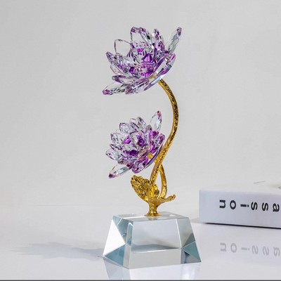 水晶好运莲莲花树客厅玄关家居装饰摆件轻奢高档礼物