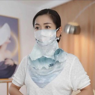 磁扣防晒面纱围脖多功能防紫外线遮阳口罩女高颜值柔软贴肤 爆款