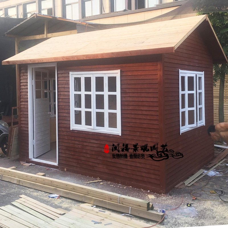 定制防腐木小木屋户外设备房花园工具房移动售货亭组装保安室岗亭