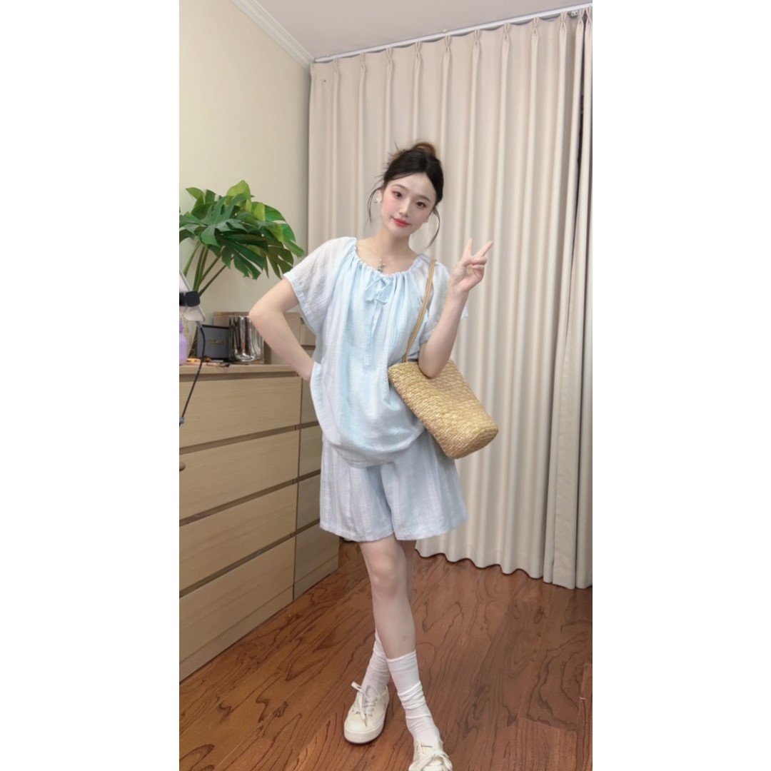 孕妇装2025夏装新款法式休闲洋气简约舒适公主风甜美减龄孕妇套装
