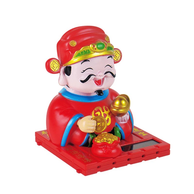 太阳能摇头财神爷摆件高档中控台饰品车载配件精品车载创意小公仔