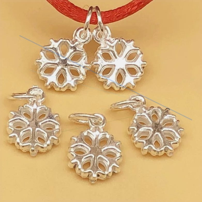小吊坠足银999项链DIY手工编织串珠手链吊坠配件饰品材料雪花吊坠