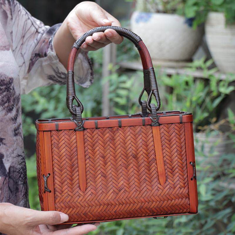 非遗手提竹编包女式提包竹编篮子茶具收纳篮竹制品工艺品大全