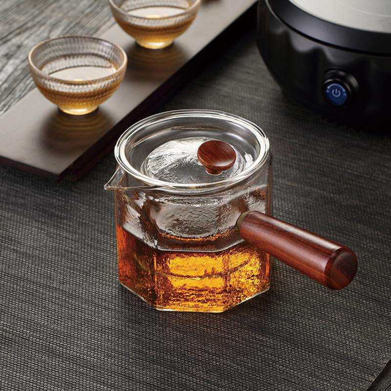 玻璃蒸汽煮茶器普洱泡茶壶电陶炉耐高温功夫木侧把茶壶烧水壶