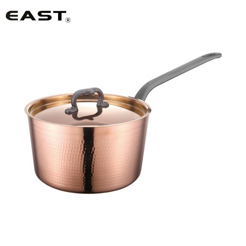 EAST东方厨具三层铜锤印双耳斜身汁锅多功能锅西餐烹饪汤锅商用锅