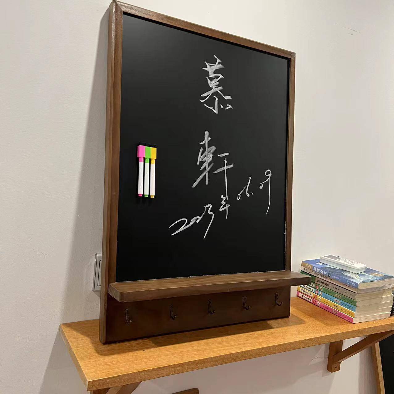 电箱遮挡黑板木框磁性儿童家用写字板挂式置物架116
