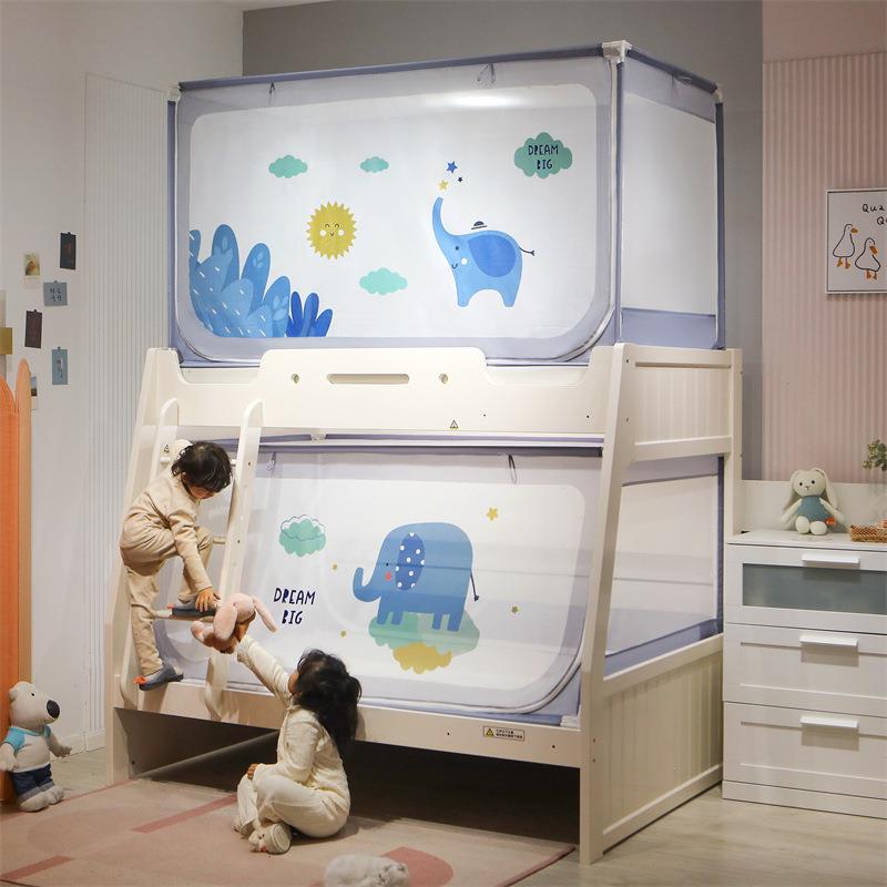 蚊帐子母床家用2022新款防摔双层上下铺1.5米梯形1.2m高低儿童床