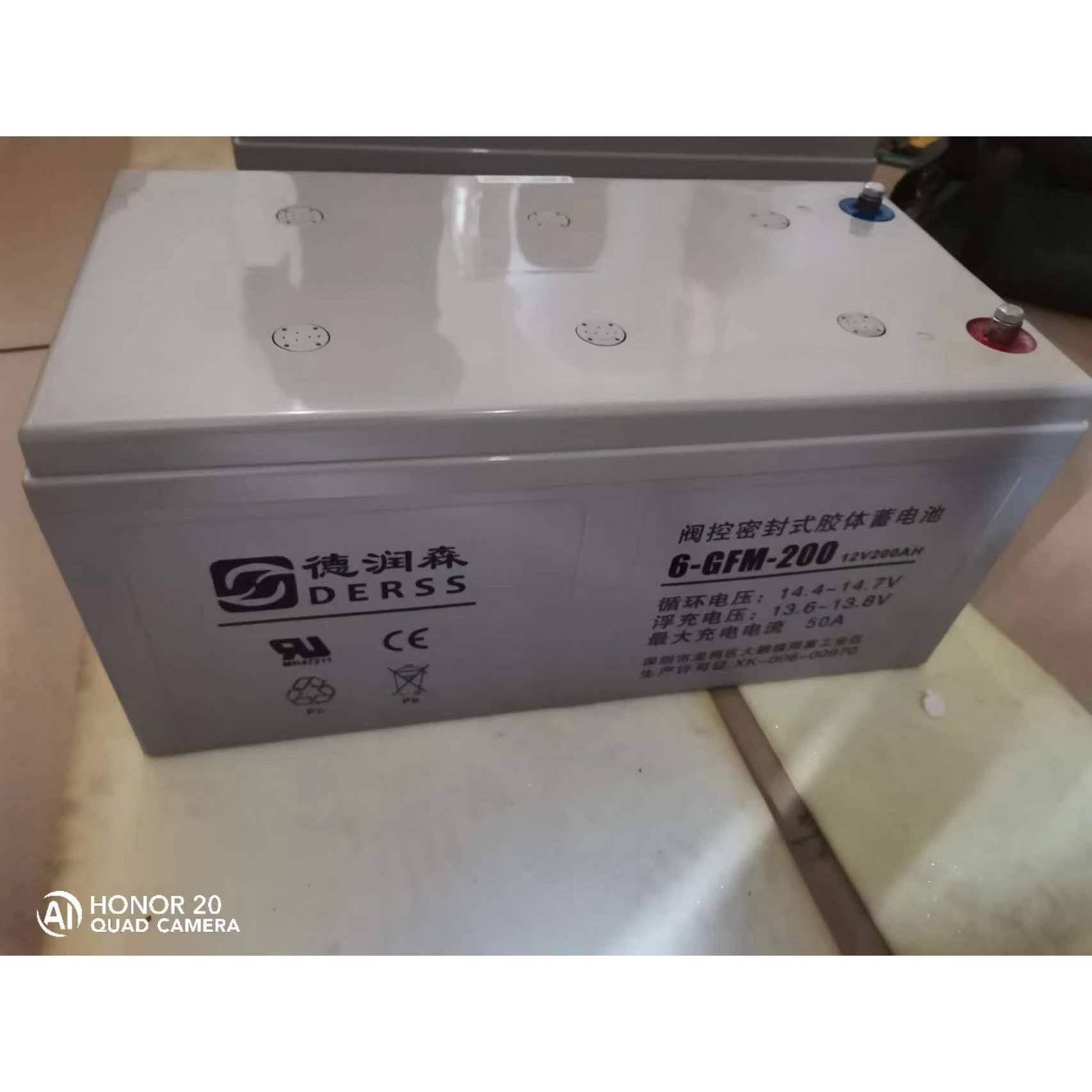 德润森蓄电池6-GFM-20012V200AH铅酸免维护蓄电池