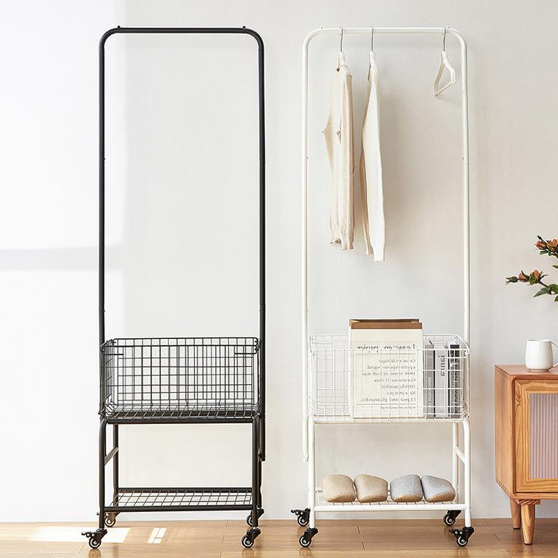 落地网红衣帽架卧室家用收纳挂衣架可移动带轮衣服衣架子现货