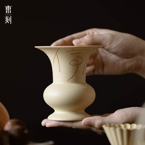 束刻紫砂全手工秋影水孟建水仿古茶道配件干泡台废水茶渣缸茶洗