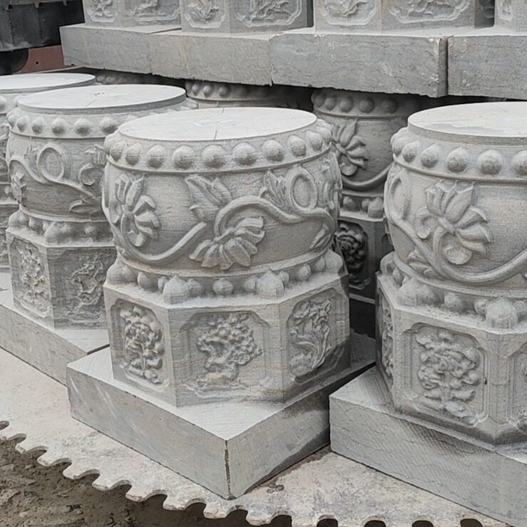 仿古石雕柱墩石庭院园林古建青石头石雕柱基石花岗岩石柱墩石墩
