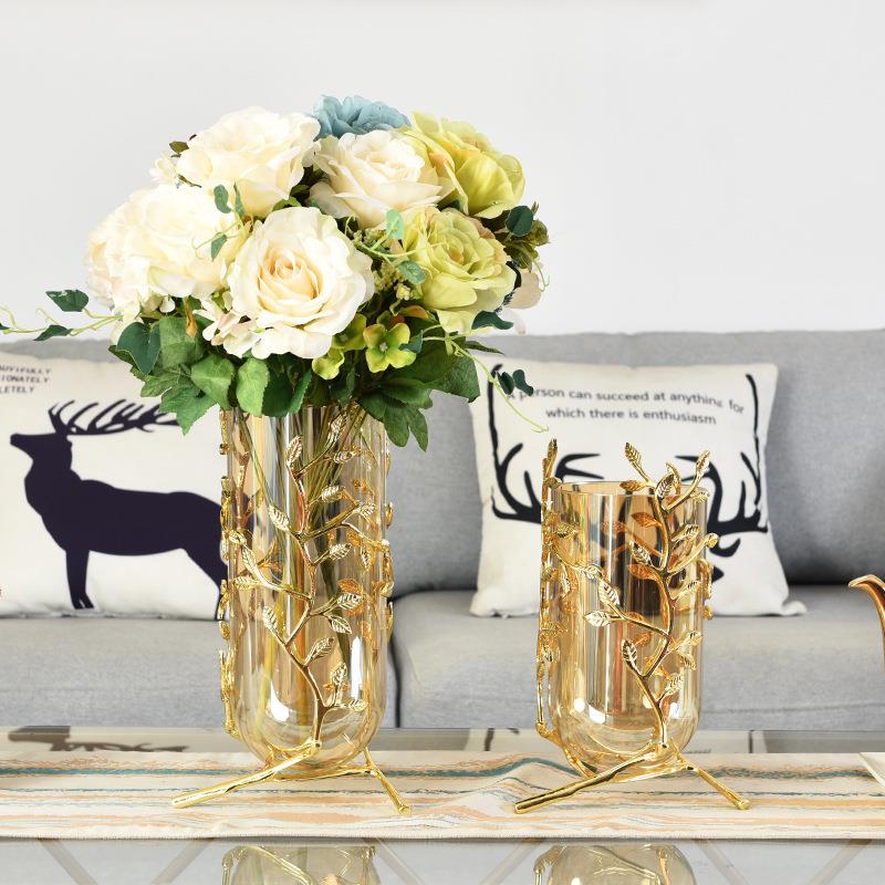 轻奢现代简约玻璃花瓶软装欧式家居饰品摆件透明插花瓶