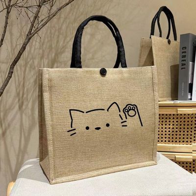 教师通勤包帆布包包女手提包2025新款卡通大容量托特包通勤外出时