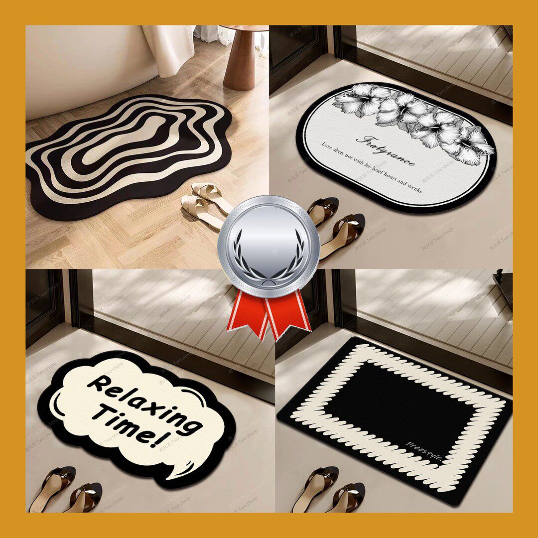 【两只羊】第四代纳帕皮纹升级版卫生间吸水地垫一擦净好打理防滑