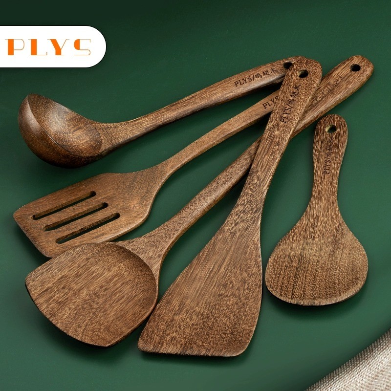 木锅铲家用长柄专用厨具木勺耐高温炒菜铲子木铲汤勺饭勺鸡翅木