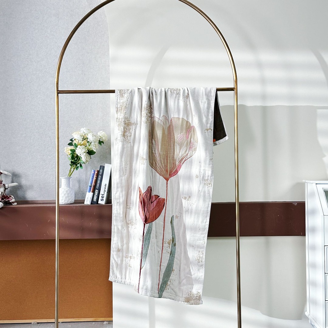 无季空气层彩纱A类全棉100%新疆棉四层纱色织提花浴巾