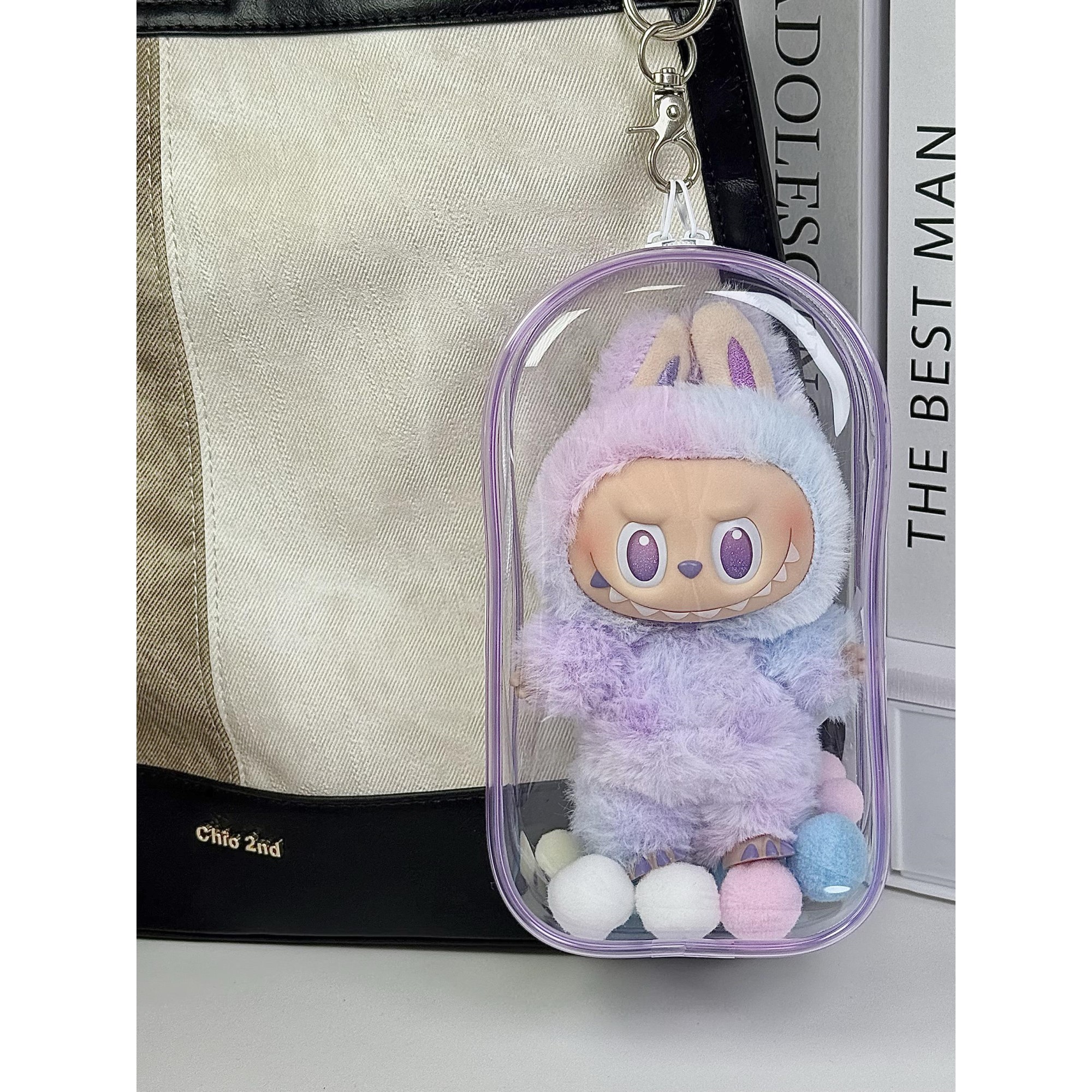 拉布布保护套透明遛娃包泡泡玛特labubu一二三代棉花娃娃痛包pvc