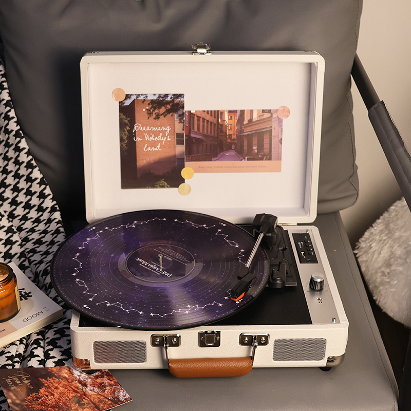便携式黑胶唱片机复古老式留声机欧式电唱机黑胶唱机蓝牙客厅摆件