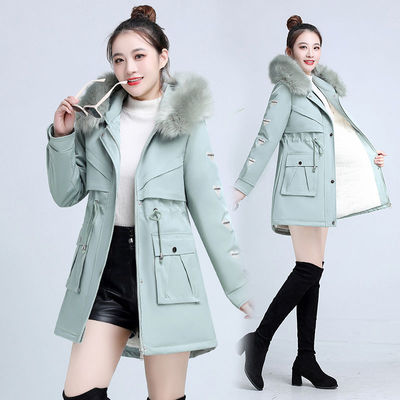 冬季外套女加绒加厚中长款加厚棉服2025收腰新款显瘦小个子克服服