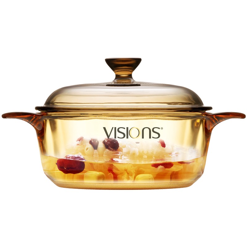康宁VISIONS晶彩0.8L透明锅炖锅炒锅汤锅耐热玻璃锅