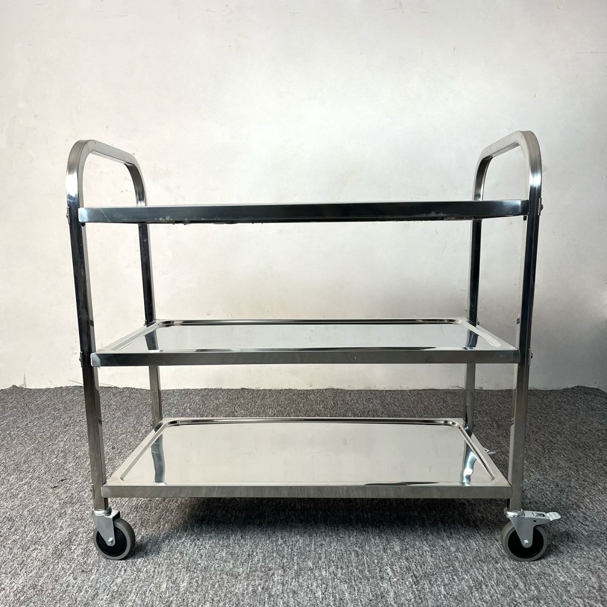 加厚不锈钢餐车商用双层三层餐厅摆摊送餐车移动推车传菜车收碗车