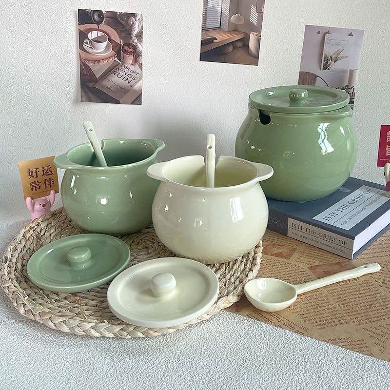 陶瓷耐高温猪油罐带盖油泼辣子辣椒油罐专用储油罐子厨房家用装油