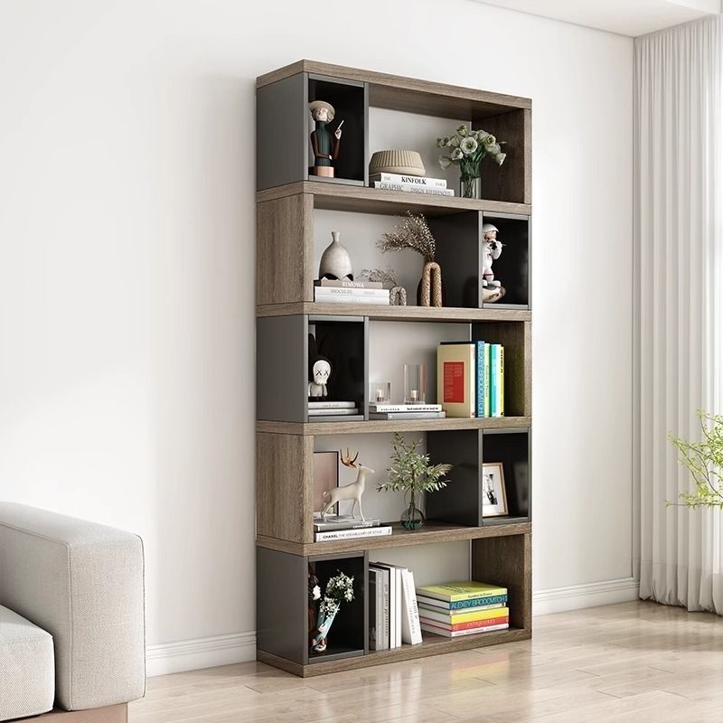 简约客厅自由组合书柜置物架落地多层隔断一体靠墙万能书架ins风
