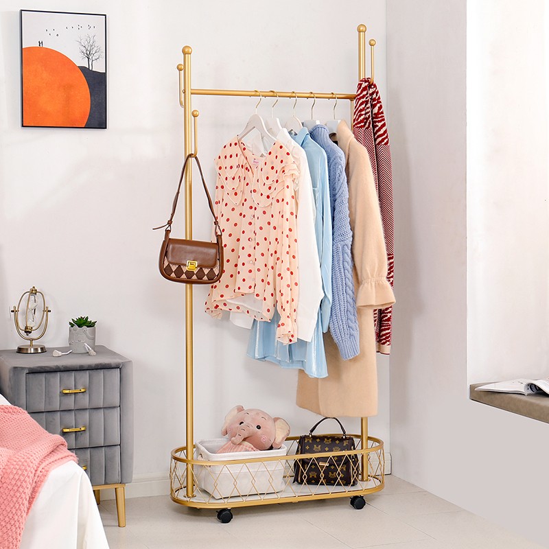 聚当当轻奢多功能可移动衣帽架家用简约立式衣服架简易收纳置物架