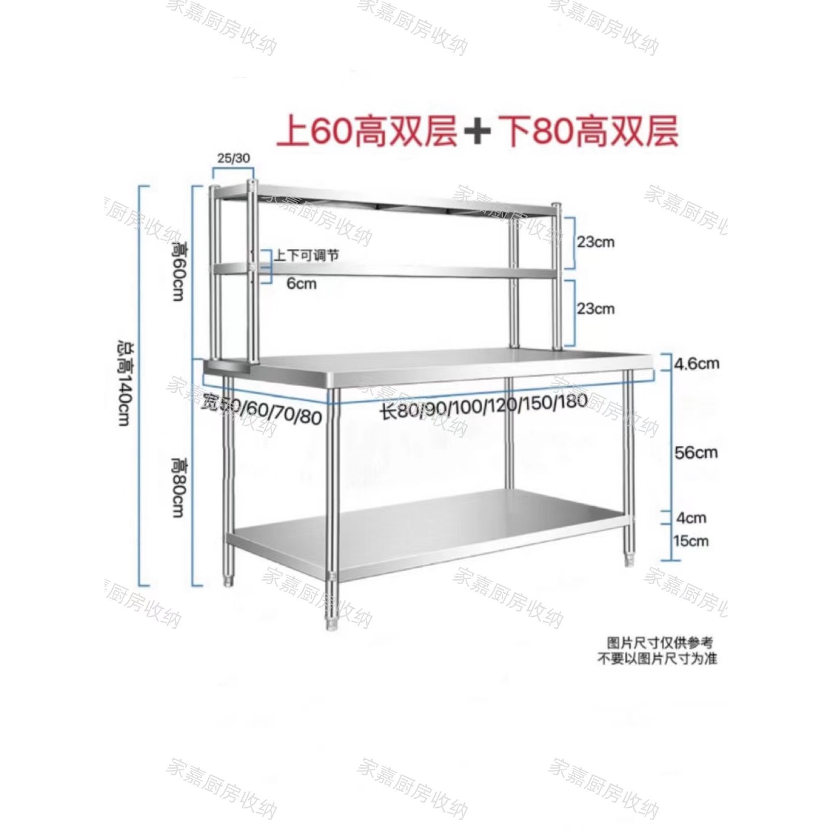 厨房调料台工作台商用案板操作台桌子架子灶台不锈钢桌面置物架