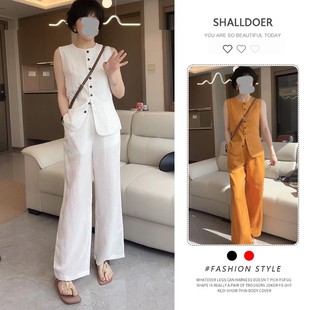 马甲阔腿裤 老钱风洋气减龄套装 高级感无袖 女2025夏季 子两件套 新款