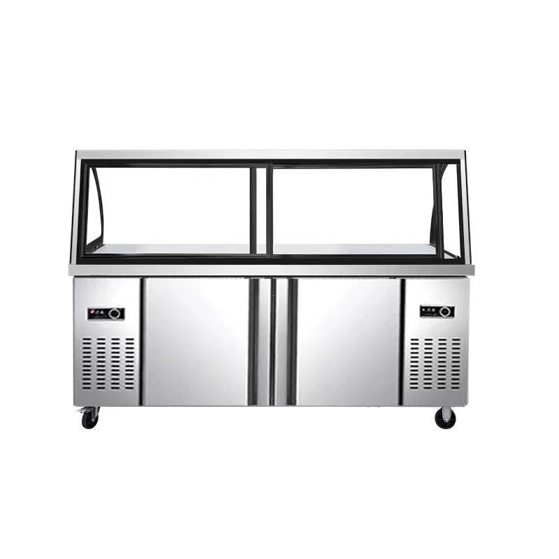 熟食展示柜双温商用凉菜卤菜保鲜点菜玻璃冷藏柜弧形烧烤冷藏冷冻